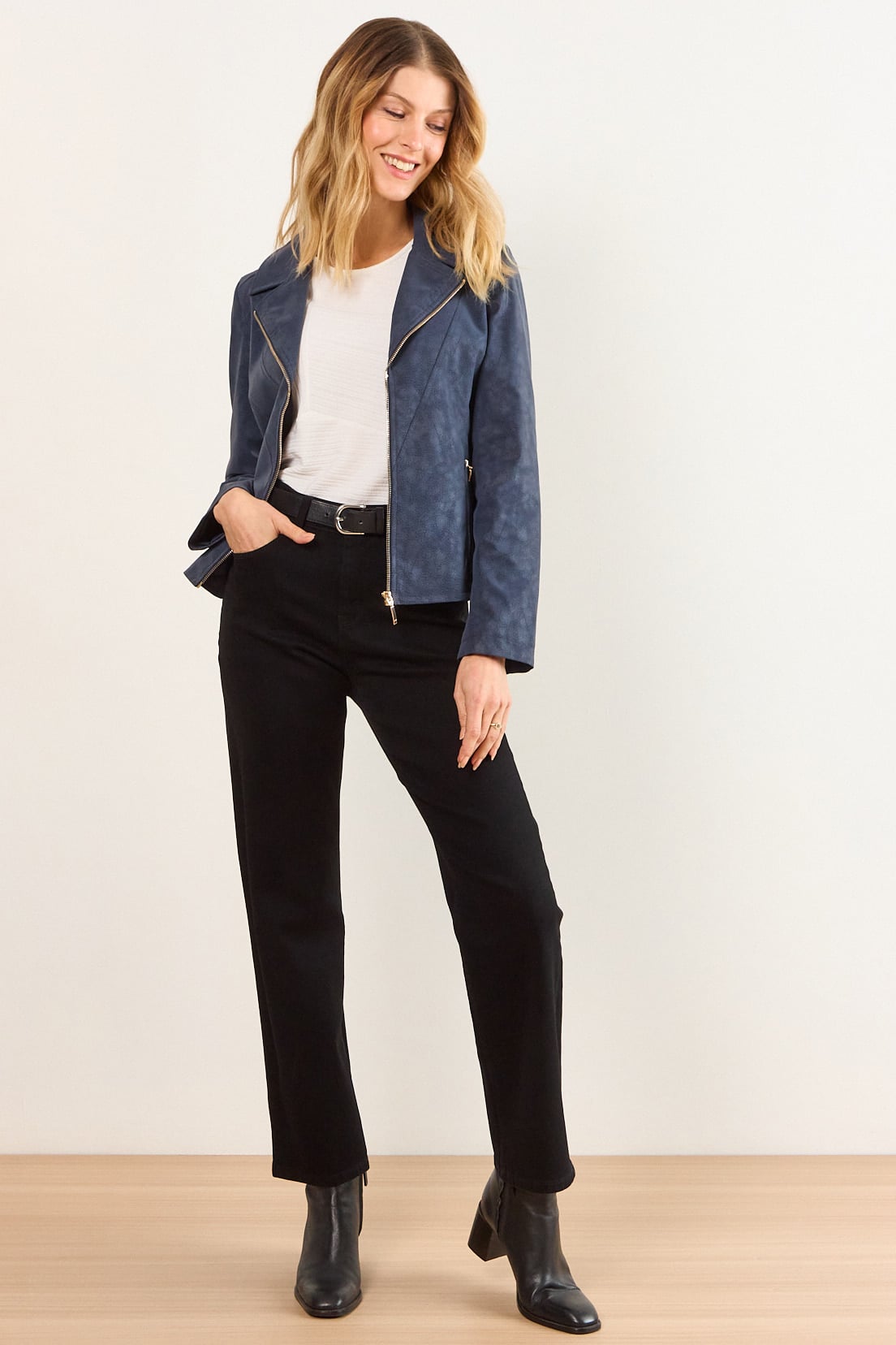 CHAQUETA DE PU CRAQUELADA AZUL MUJER MA GRIFFE - 4