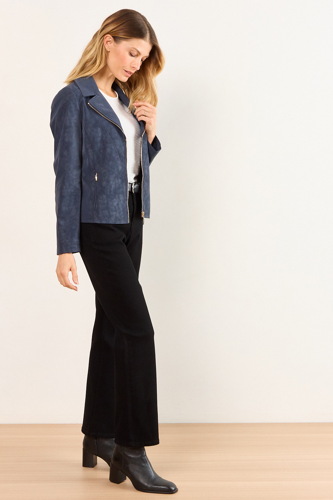 CHAQUETA DE PU CRAQUELADA AZUL MUJER MA GRIFFE - 5