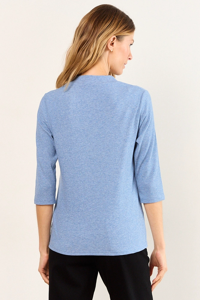 POLERA RIB ACANALADO CELESTE MUJER MA GRIFFE - 3
