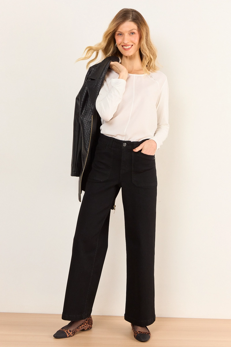 JEANS WIDE NEGRO MUJER MA GRIFFE - 1