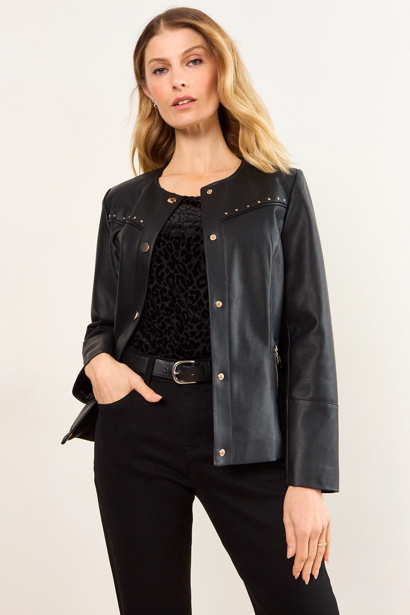 CHAQUETA PU NEGRO MUJER MA GRIFFE - 1