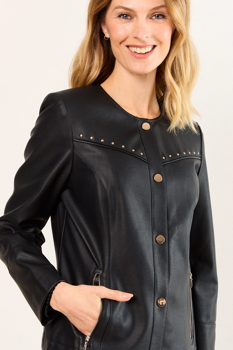 CHAQUETA PU NEGRO MUJER MA GRIFFE - 2
