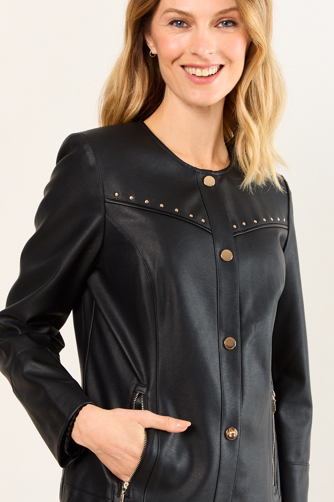 CHAQUETA PU NEGRO MUJER MA GRIFFE - 2