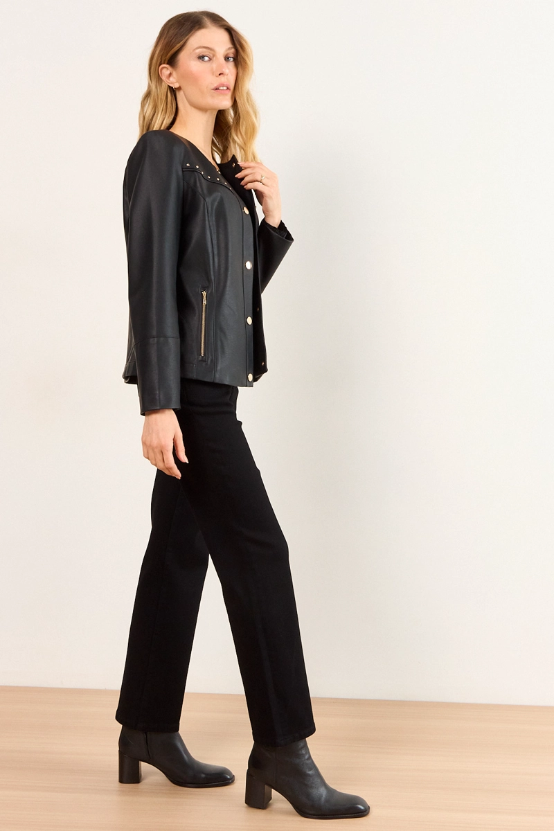 CHAQUETA PU NEGRO MUJER MA GRIFFE - 5