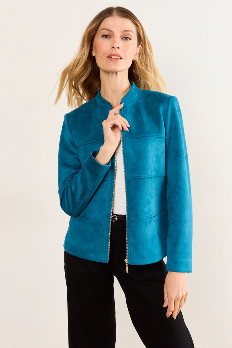 CHAQUETA ANTELINA PETROLEO MUJER MA GRIFFE - 1