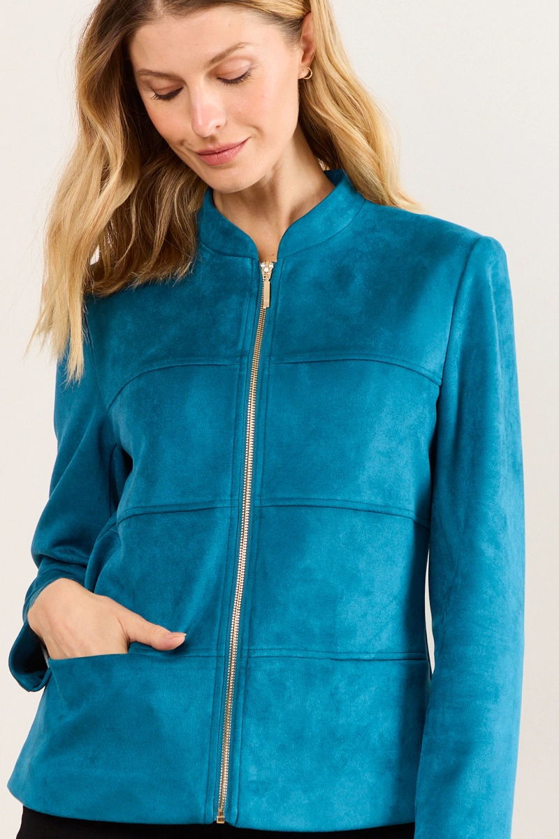 CHAQUETA ANTELINA PETROLEO MUJER MA GRIFFE - 2
