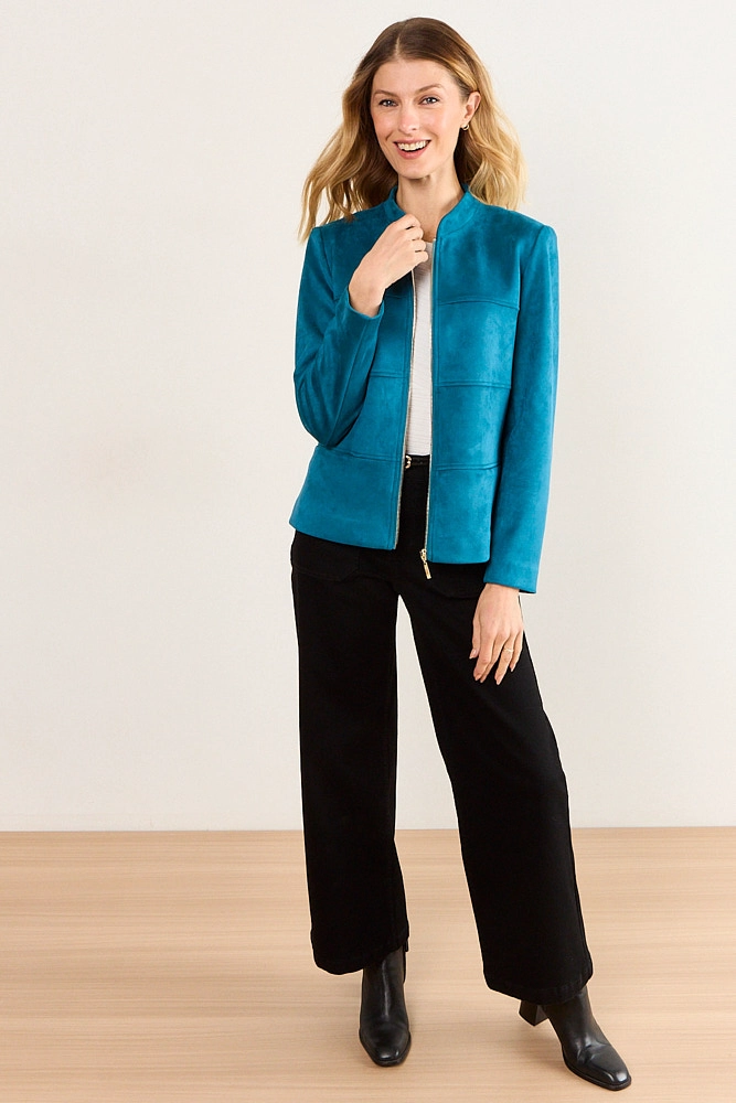 CHAQUETA ANTELINA PETROLEO MUJER MA GRIFFE - 4