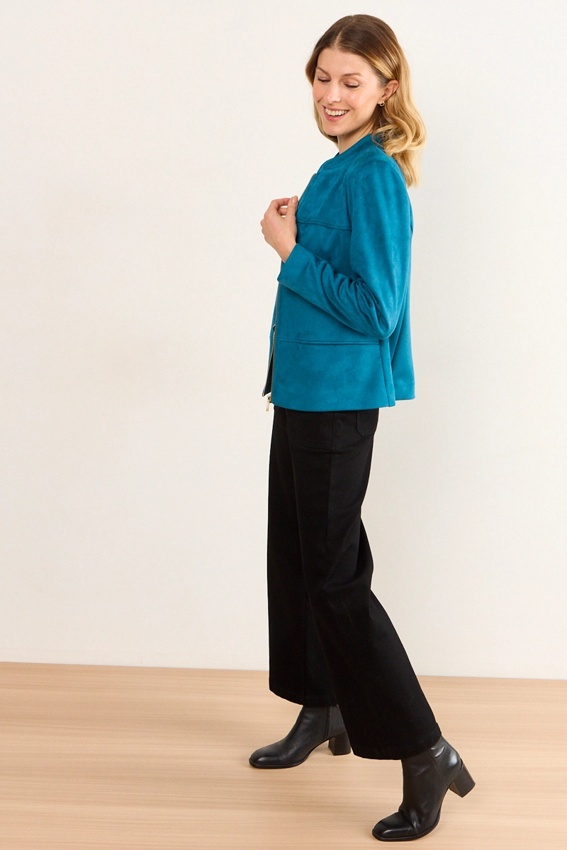 CHAQUETA ANTELINA PETROLEO MUJER MA GRIFFE - 5