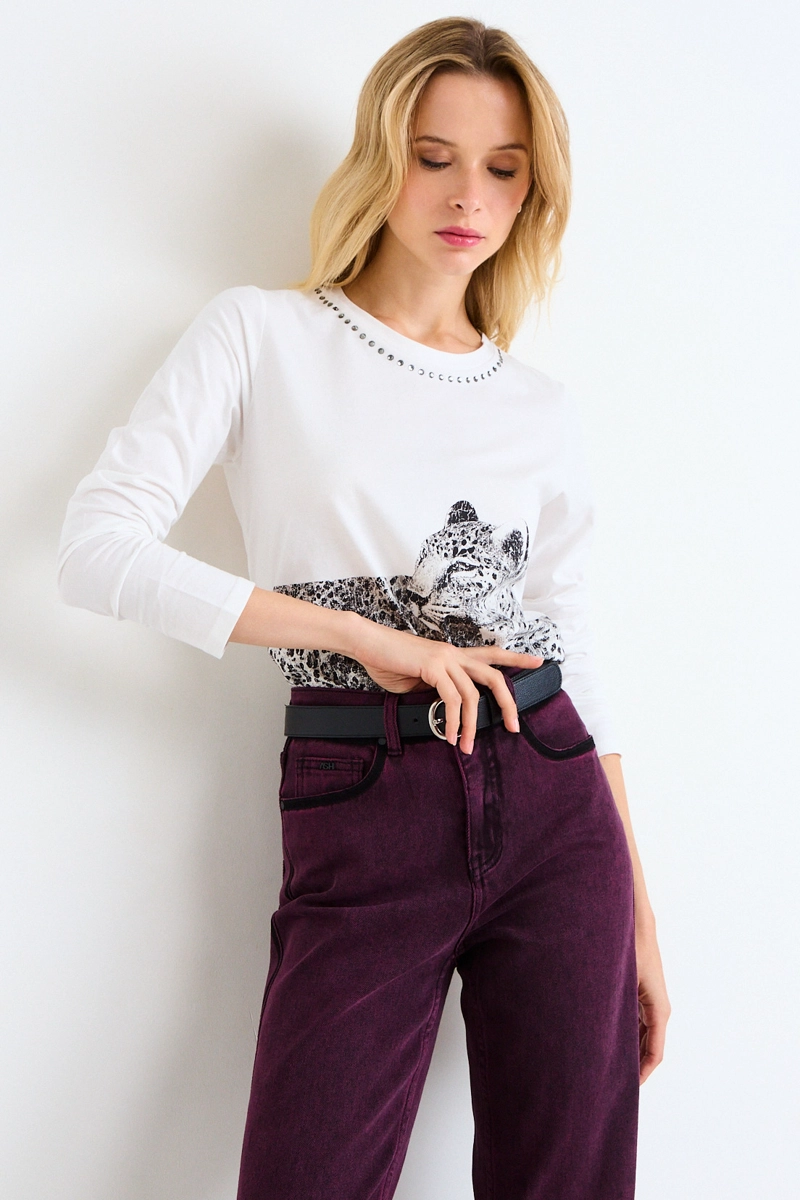 POLERA LOCALIZADA DE MANGA LARGA CRUDO MUJER ASH - 1