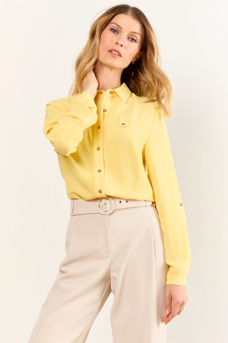 BLUSA CAMISERA AMARILLO MUJER MA GRIFFE - 2