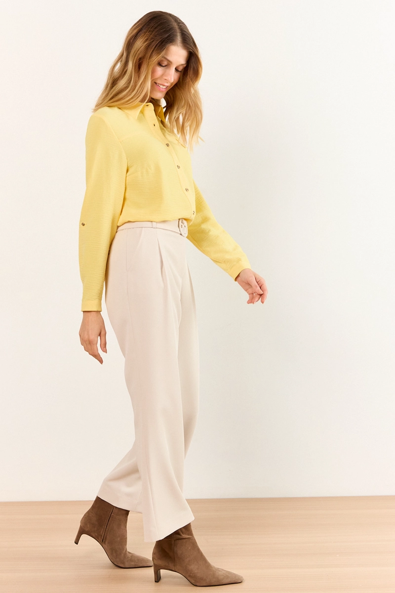 BLUSA CAMISERA AMARILLO MUJER MA GRIFFE - 4