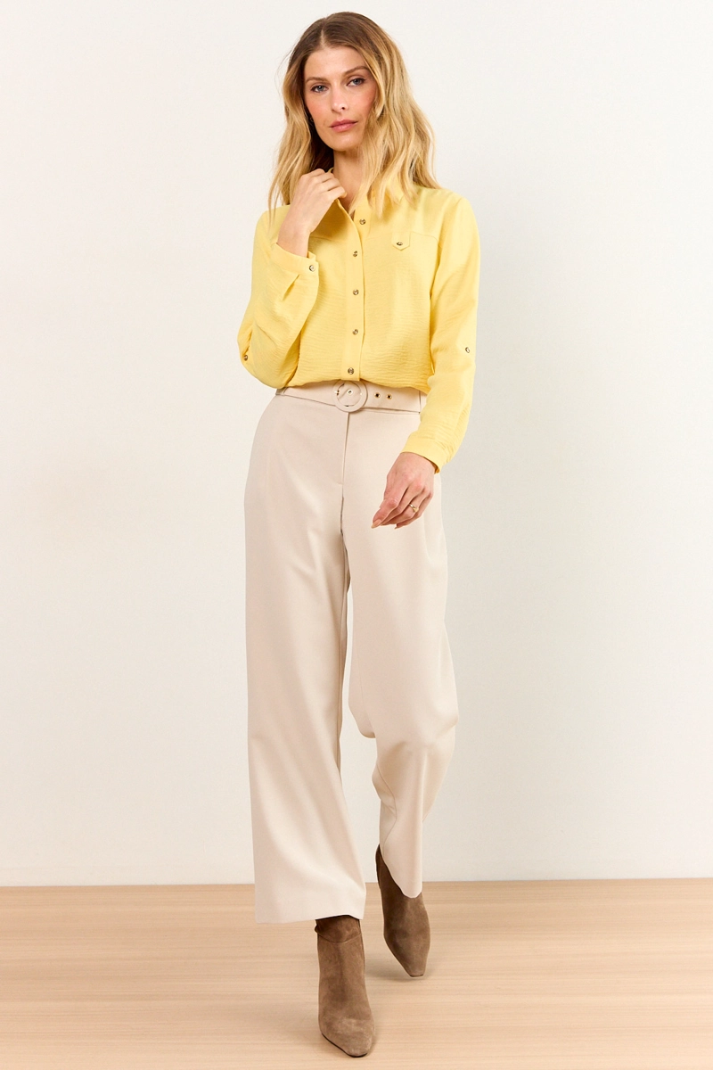 BLUSA CAMISERA AMARILLO MUJER MA GRIFFE - 5