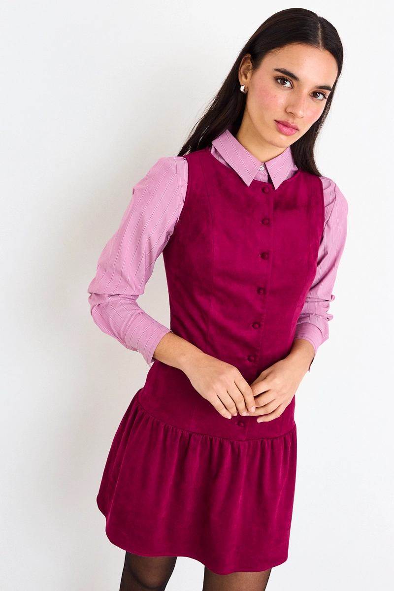 VESTIDO LISO BURDEOS MUJER IO - 1
