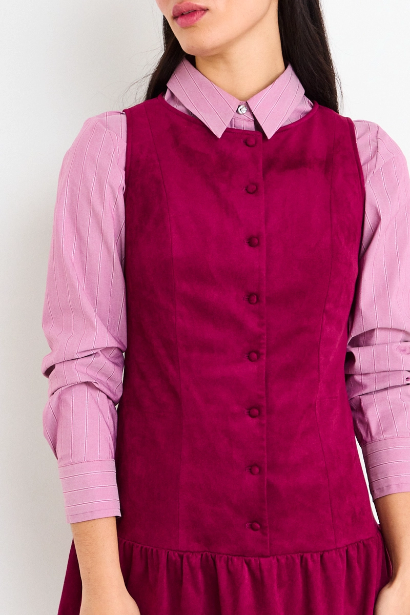 VESTIDO LISO BURDEOS MUJER IO - 2