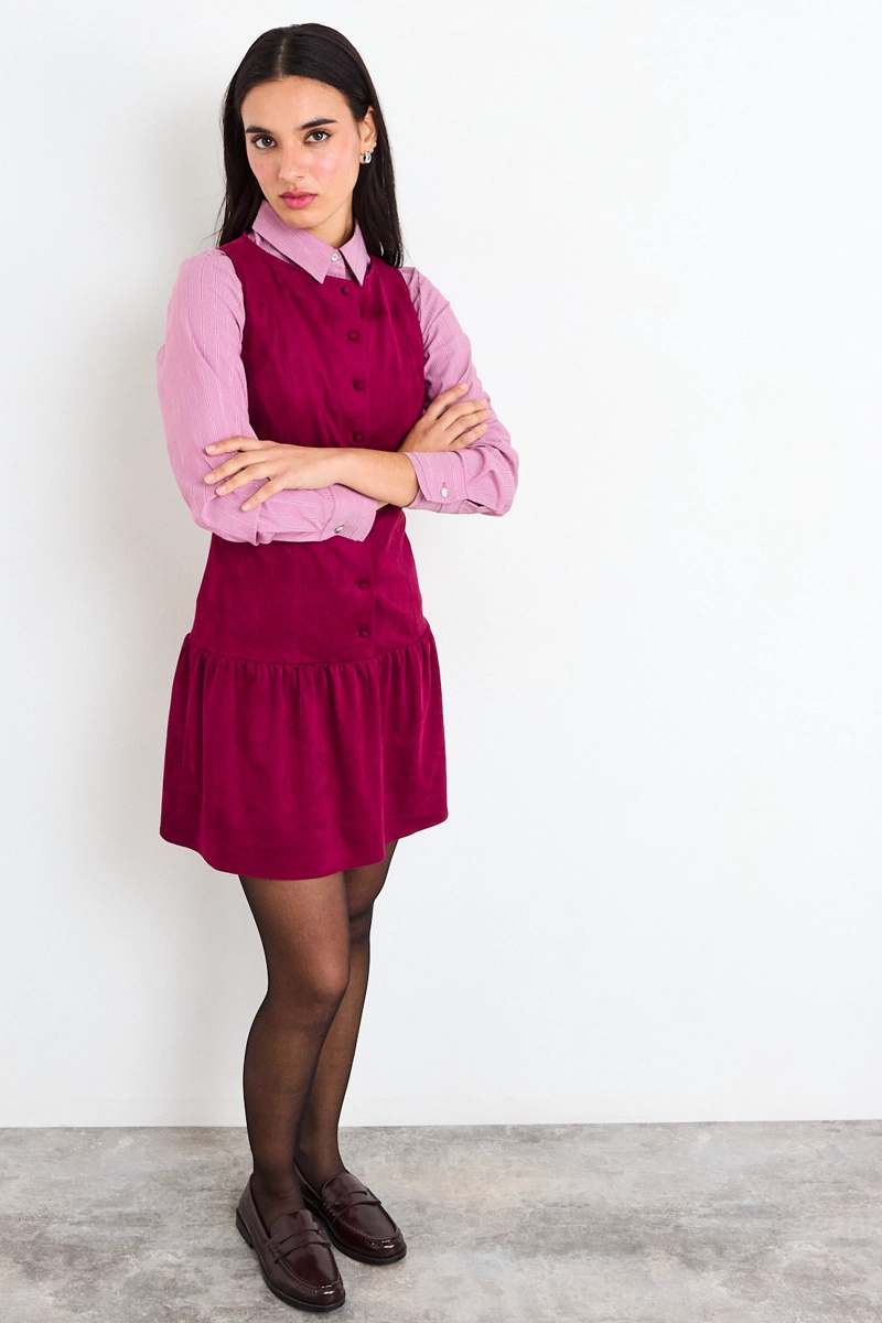 VESTIDO LISO BURDEOS MUJER IO - 5