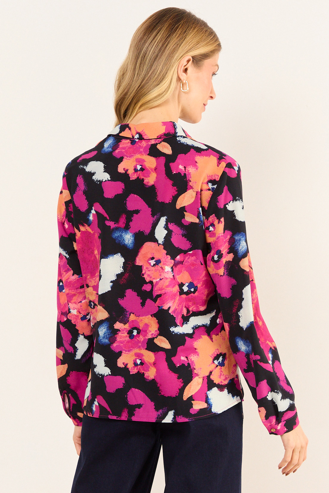 BLUSA CAMISERA ESTAMPADA NEGRO MUJER MA GRIFFE - 4