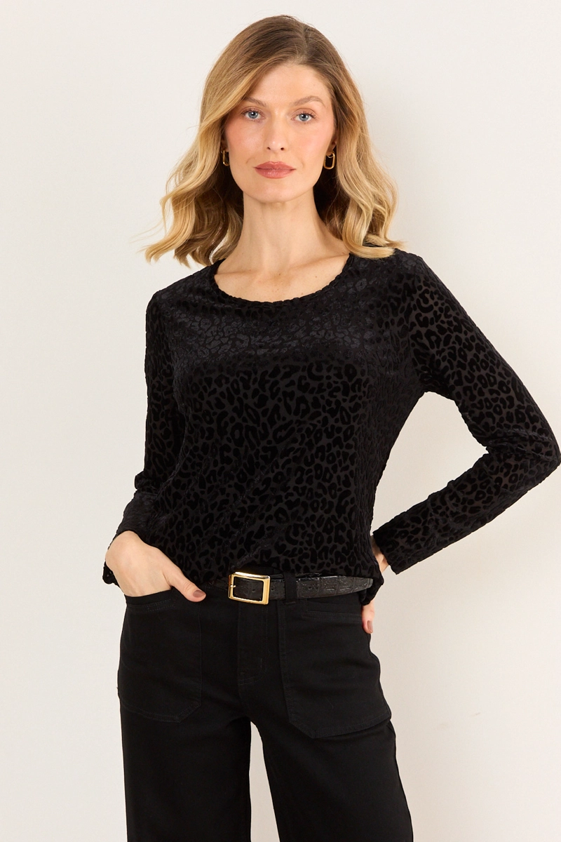 POLERA MALLA CON ESTAMPADO DE FLOCK NEGRO MUJER MA GRIFFE - 1