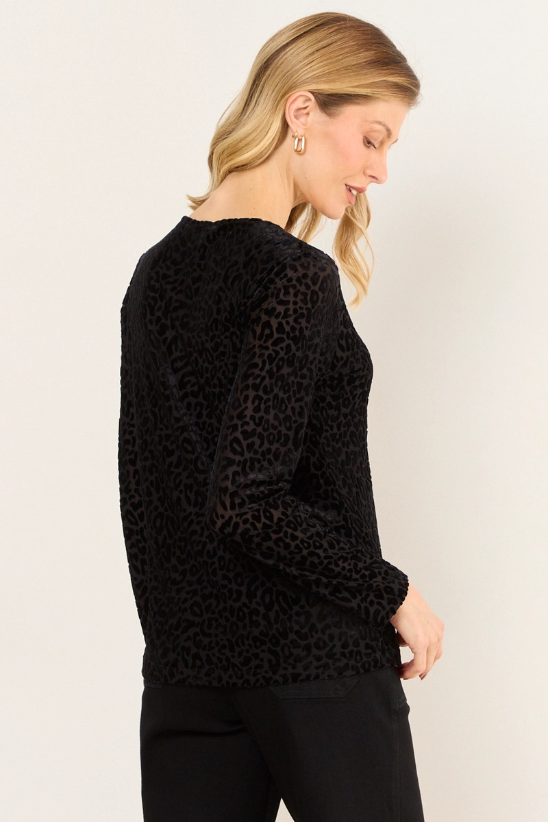 POLERA MALLA CON ESTAMPADO DE FLOCK NEGRO MUJER MA GRIFFE - 3