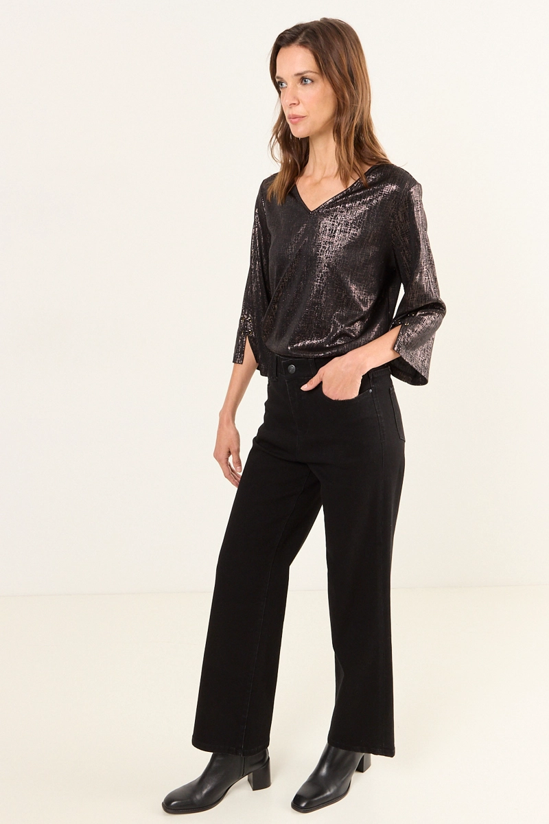 POLERA ESCOTE EN V NEGRO MUJER MA GRIFFE - 4