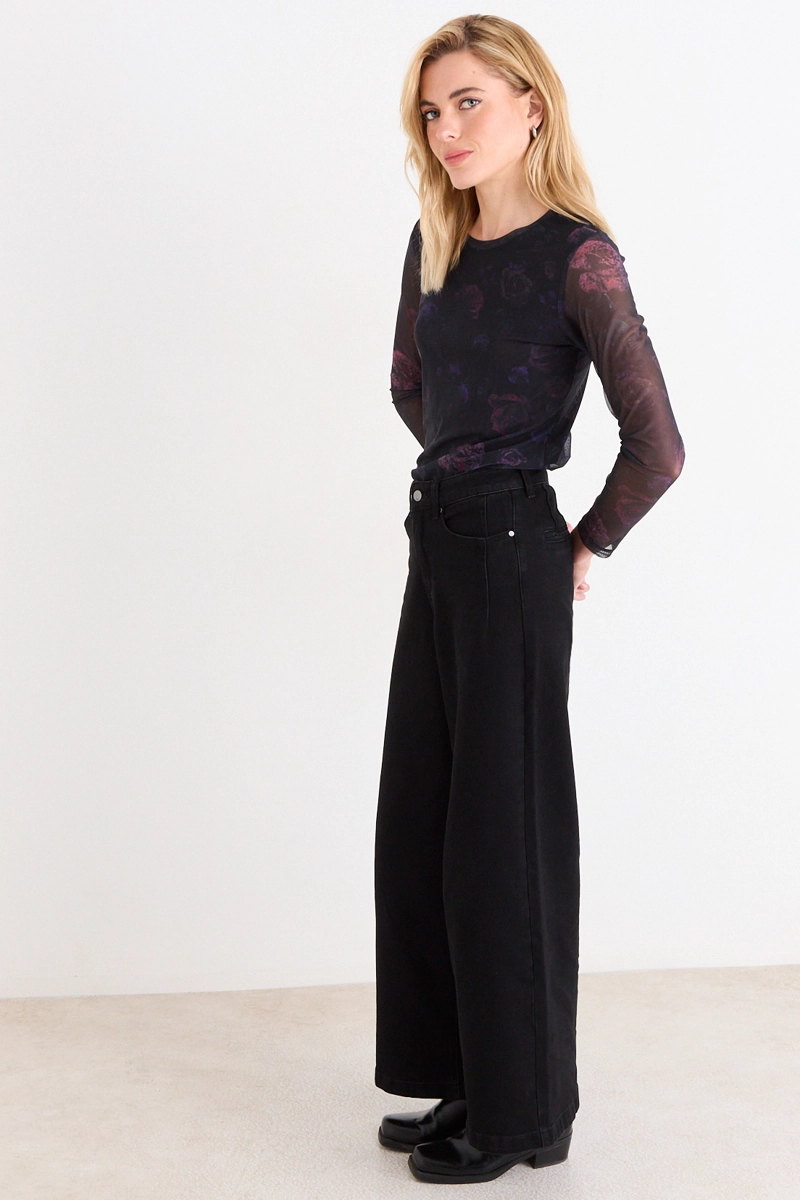 JEANS WIDE NEGRO MUJER ASH - 5