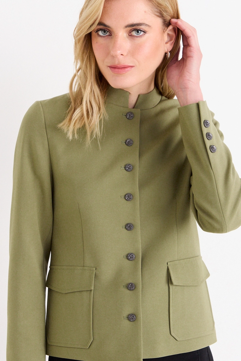CHAQUETA LISA VERDE OLIVA MUJER ASH - 1