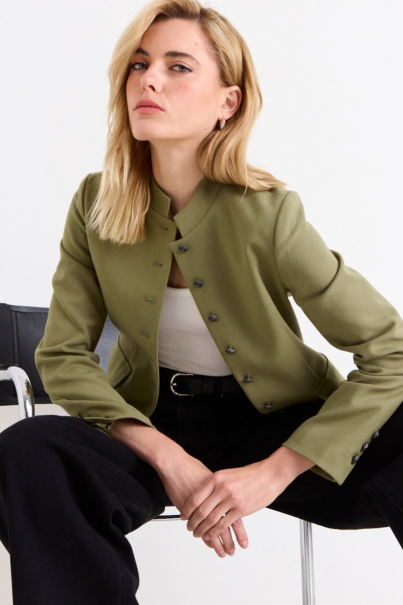 CHAQUETA LISA VERDE OLIVA MUJER ASH - 2