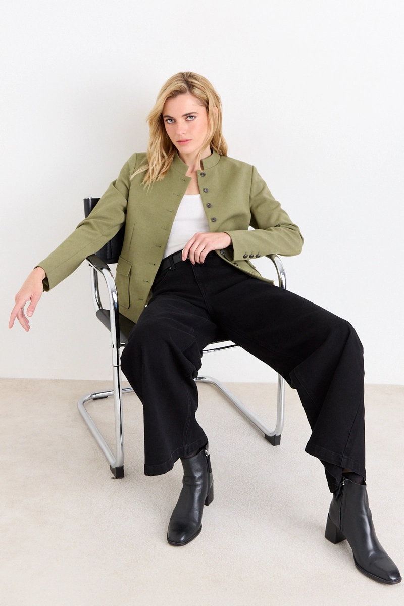 CHAQUETA LISA VERDE OLIVA MUJER ASH - 4