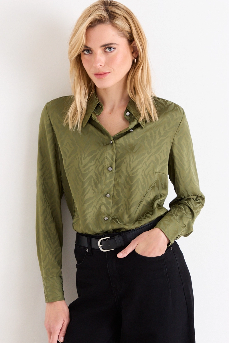 BLUSA CAMISERA VERDE OLIVA MUJER ASH - 1