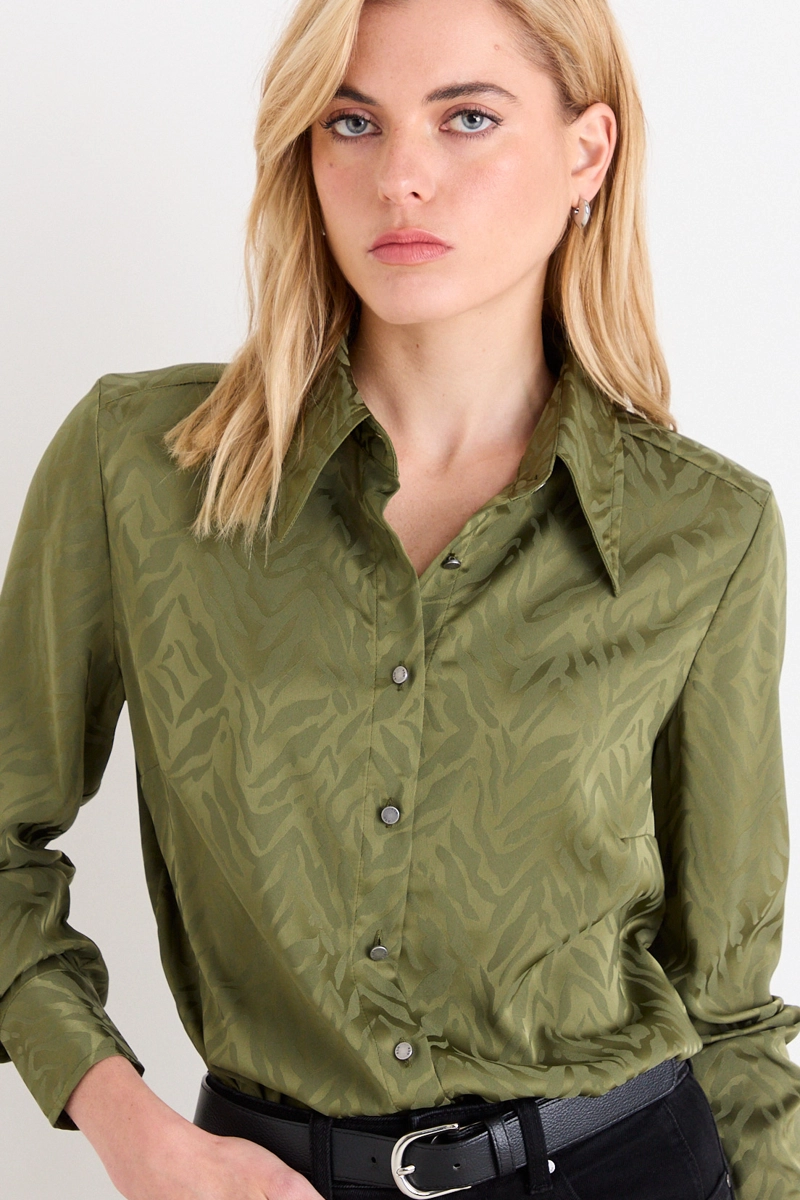 BLUSA CAMISERA VERDE OLIVA MUJER ASH - 2