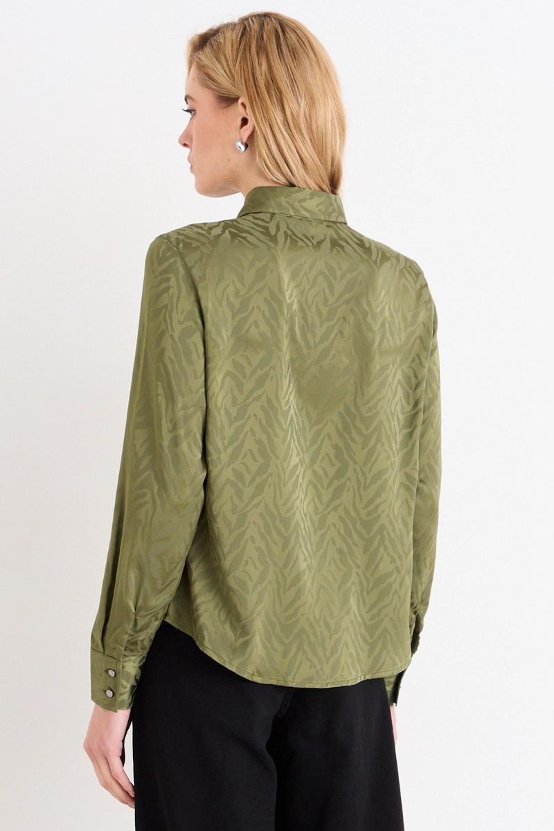BLUSA CAMISERA VERDE OLIVA MUJER ASH - 3