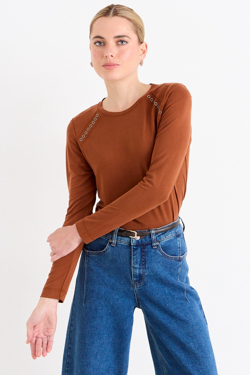 POLERA LISA CAFE  MUJER ASH - 1