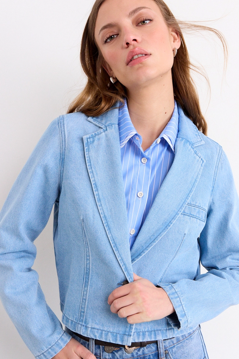 BLAZER MEZCLILLA CELESTE MUJER IO - 1