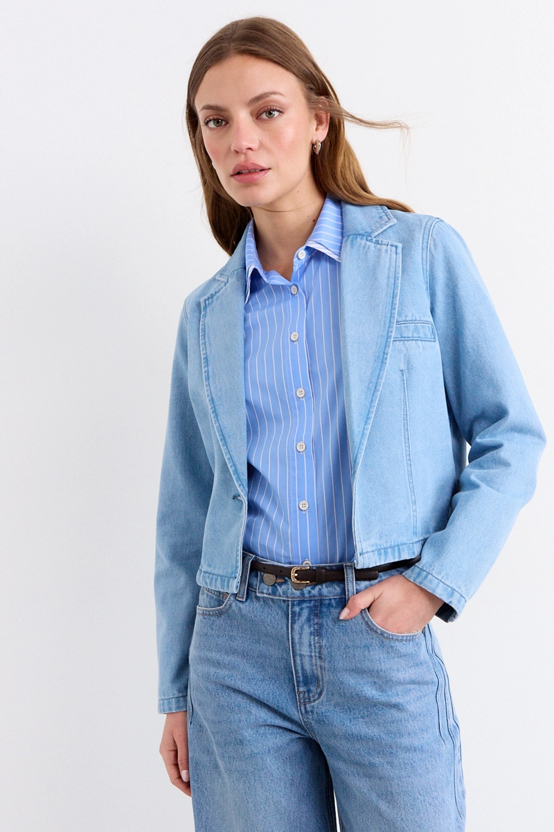 BLAZER MEZCLILLA CELESTE MUJER IO - 2