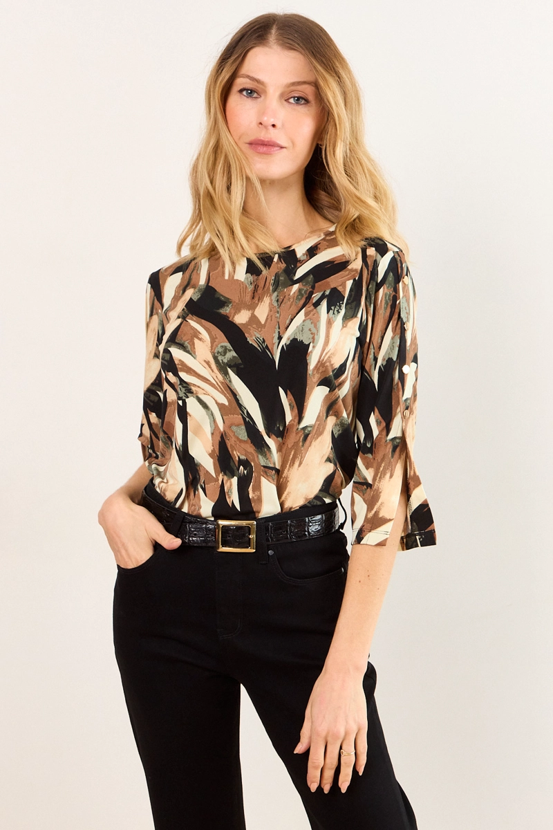 POLERA ESTAMPADO ABSTRACTO NEGRO MUJER MA GRIFFE - 1