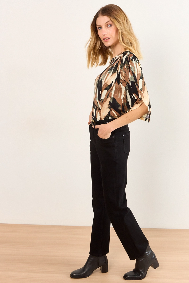 POLERA ESTAMPADO ABSTRACTO NEGRO MUJER MA GRIFFE - 4