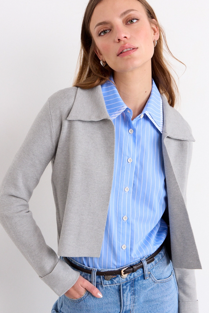 CHALECO LISO GRIS MUJER IO - 1