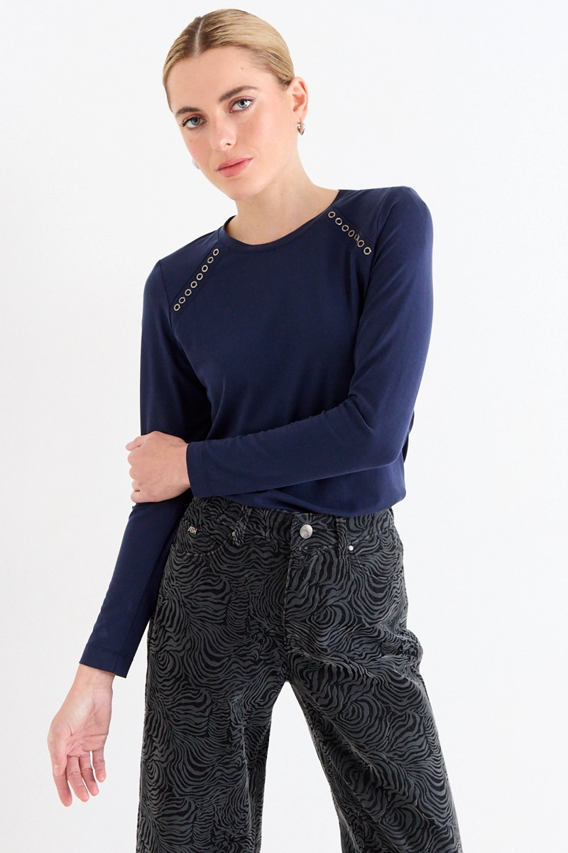 POLERA LISA AZUL MUJER ASH - 1