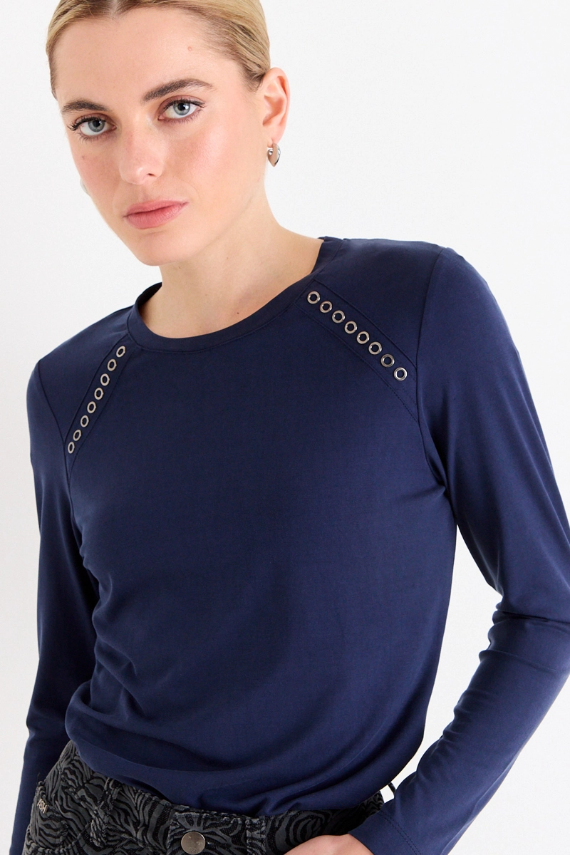 POLERA LISA AZUL MUJER ASH - 2