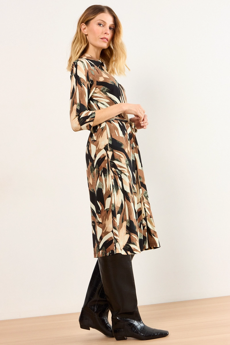 VESTIDO CAMISERO ESTAMPADO NEGRO MUJER MA GRIFFE - 3