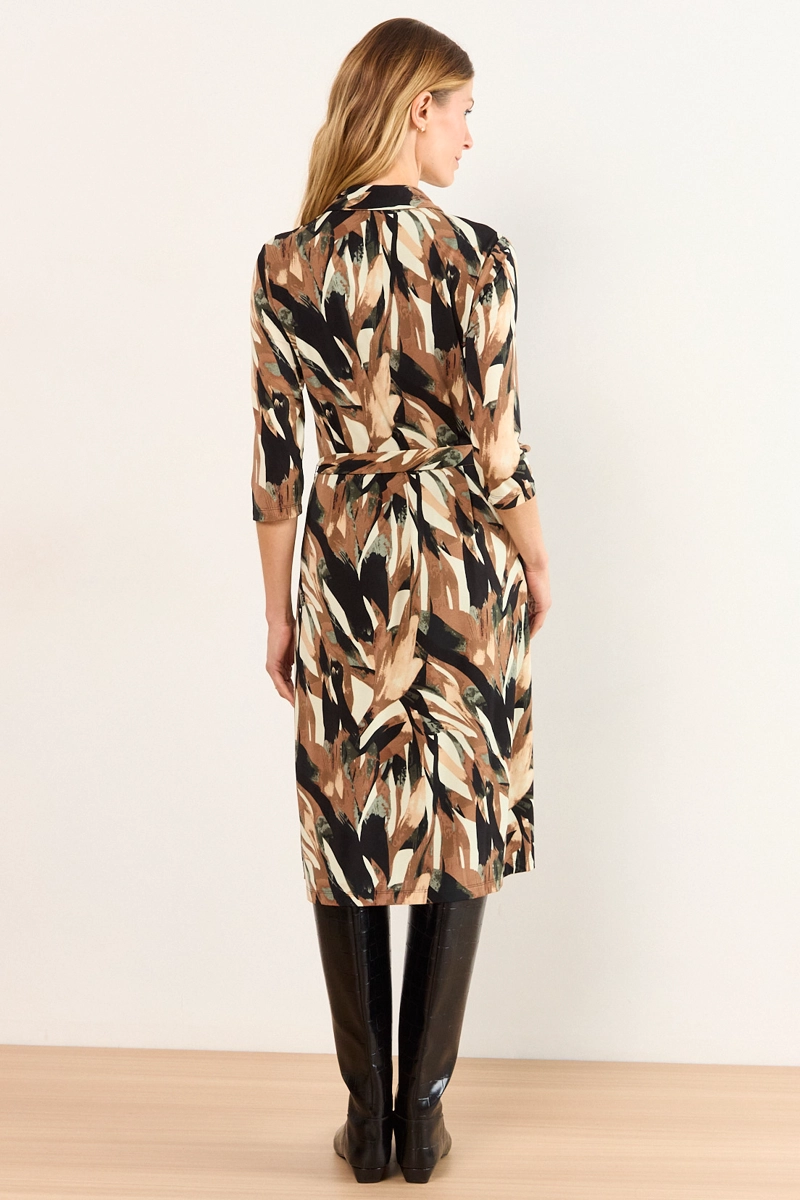 VESTIDO CAMISERO ESTAMPADO NEGRO MUJER MA GRIFFE - 4