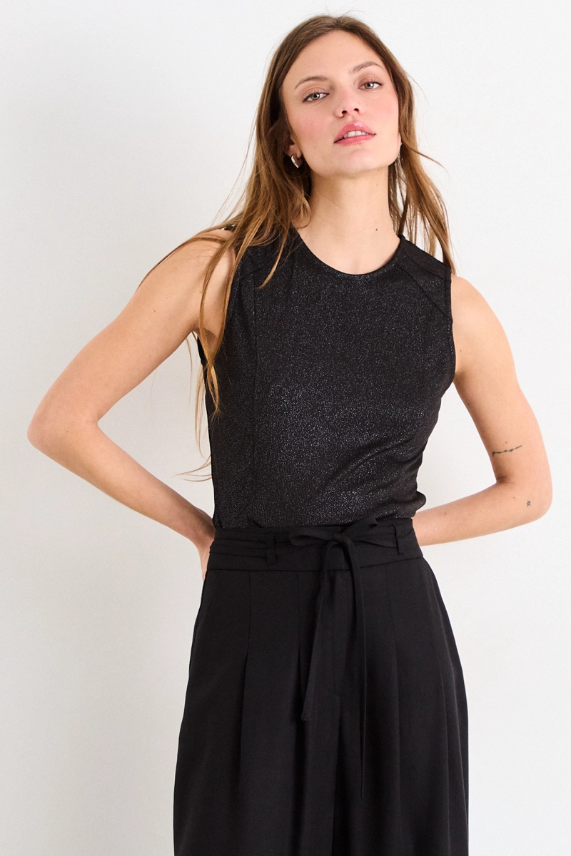 POLERA SIN MANGAS LISA NEGRO MUJER IO - 2