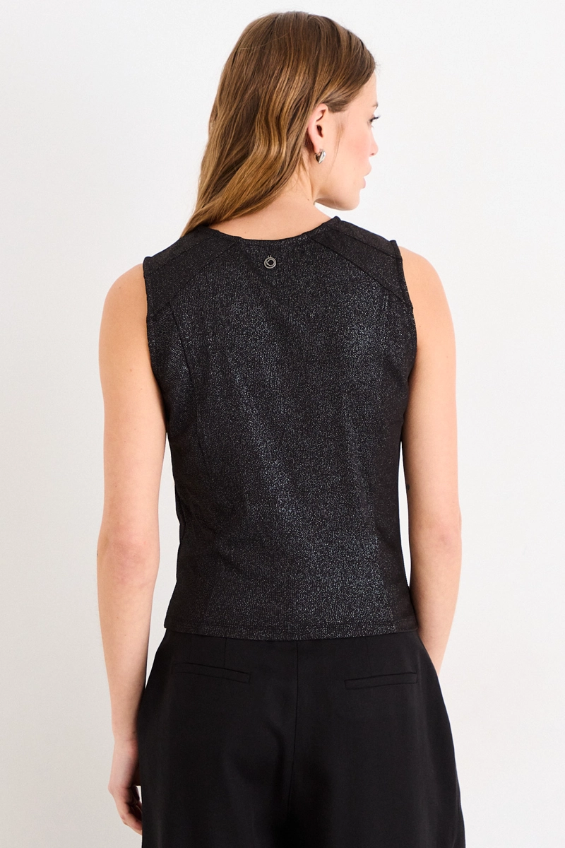 POLERA SIN MANGAS LISA NEGRO MUJER IO - 3