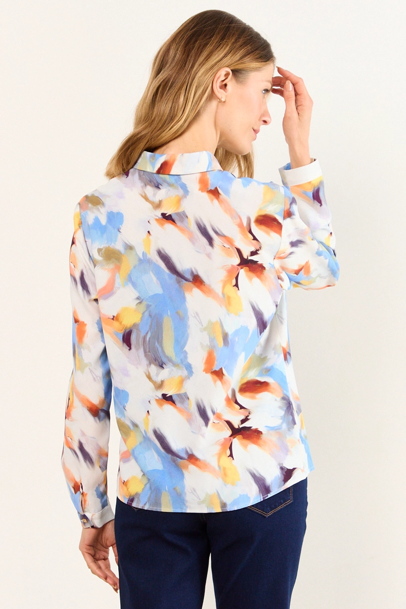 BLUSA CAMISERA ESTAMPADA BLANCO MUJER MA GRIFFE - 3