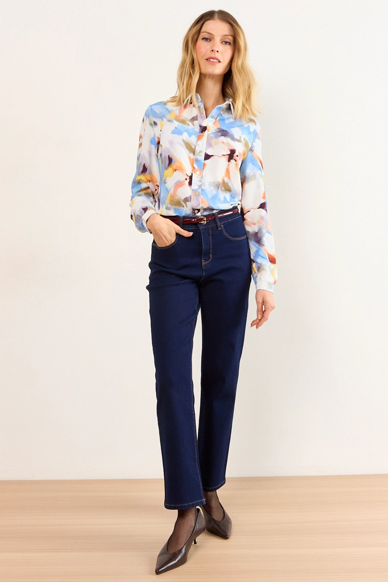 BLUSA CAMISERA ESTAMPADA BLANCO MUJER MA GRIFFE - 5