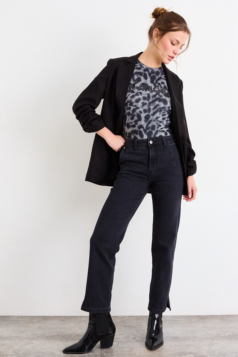 JEANS LISO NEGRO MUJER IO - 1
