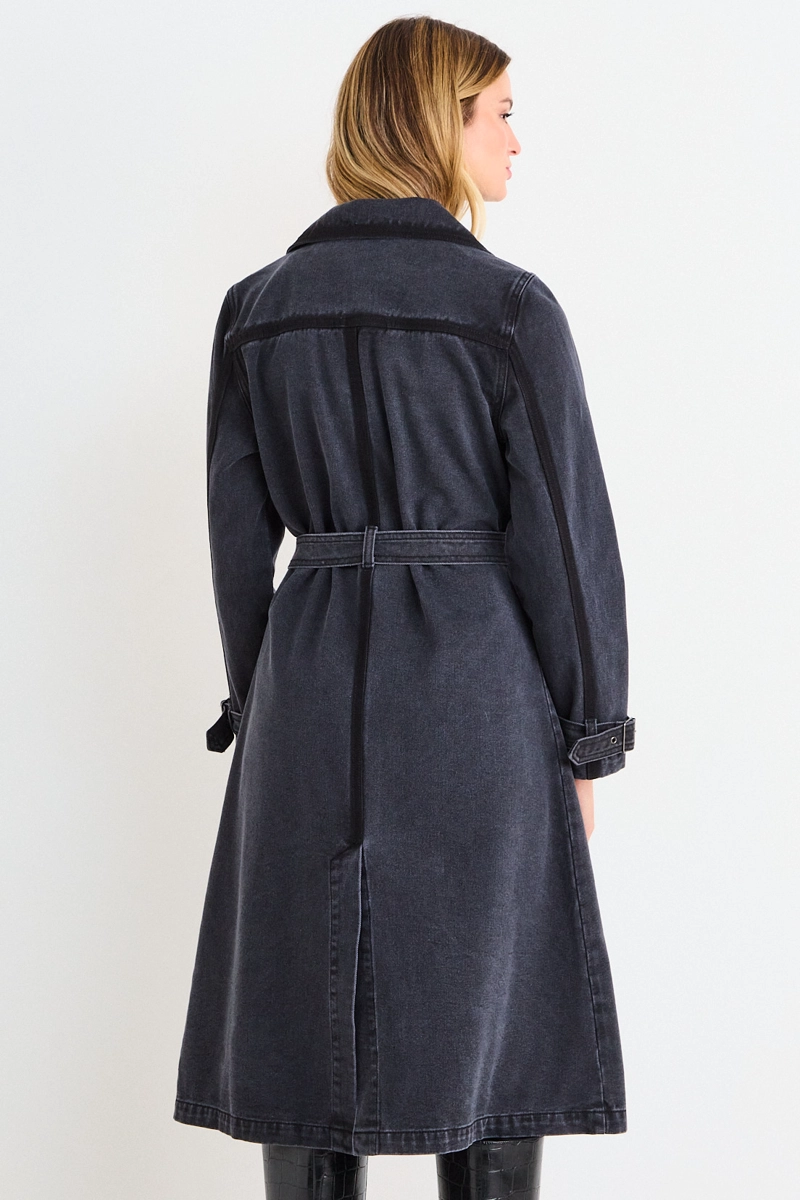 TRENCH DENIM LISO NEGRO MUJER ASH - 4