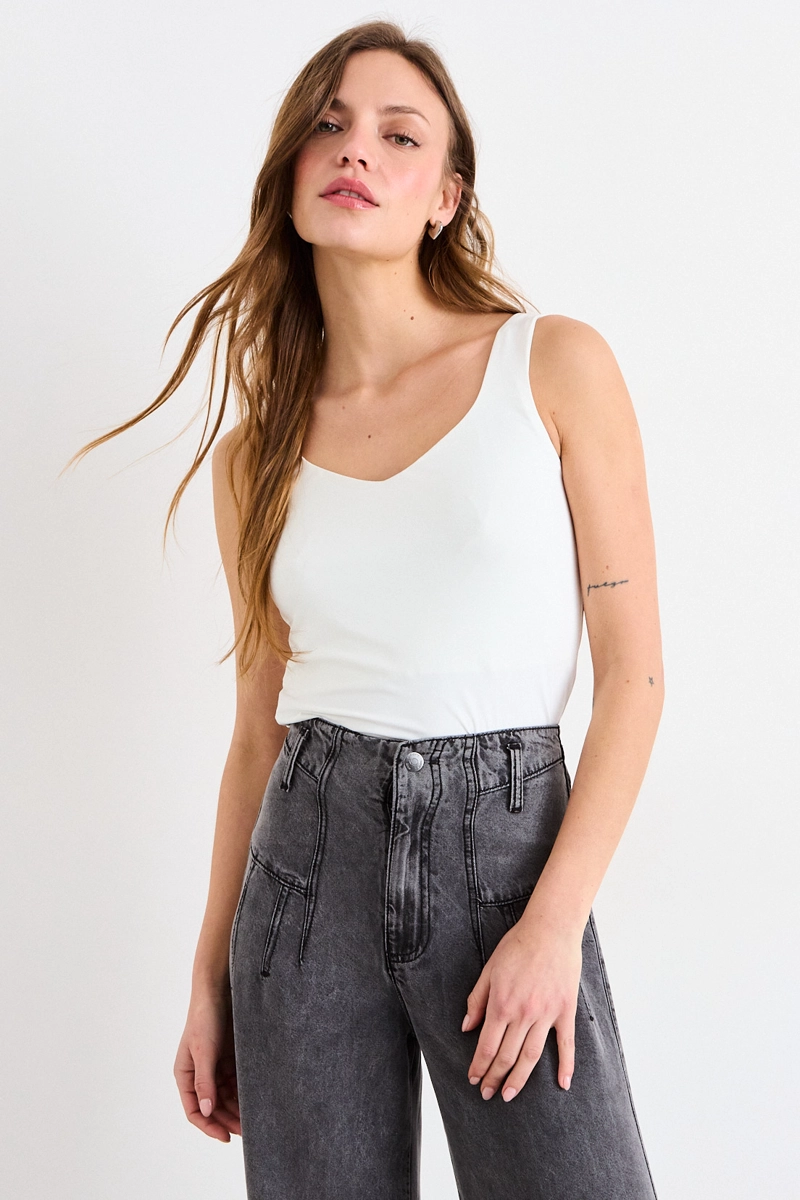POLERA SIN MANGAS LISA CRUDO MUJER IO - 3