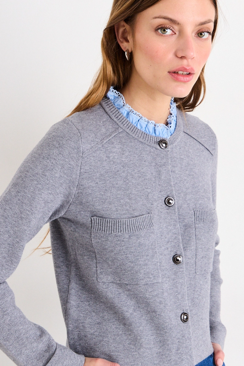 CHALECO LISO GRIS MUJER IO - 3