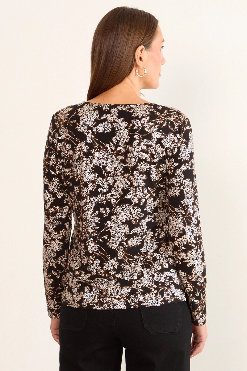 POLERA ESTAMPADA ESCOTE REDONDO NEGRO MUJER MA GRIFFE - 3