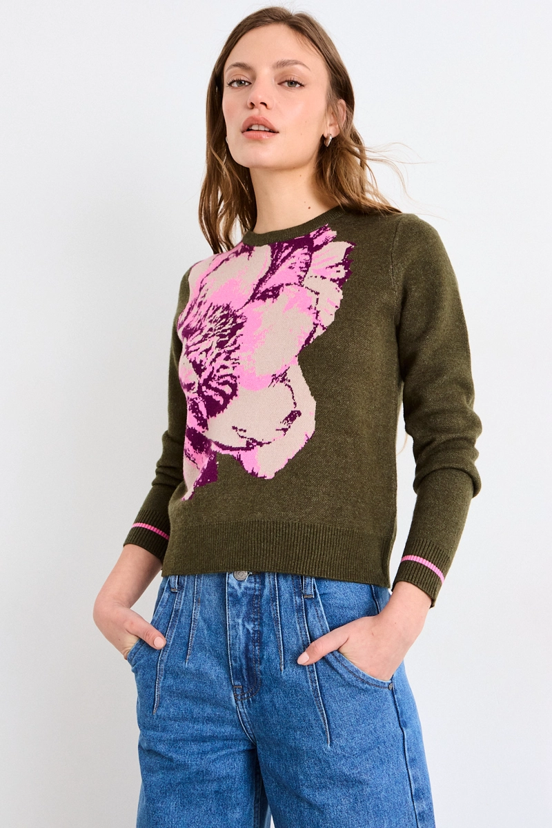 SWEATER FANTASIA VERDE OLIVA MUJER IO - 2